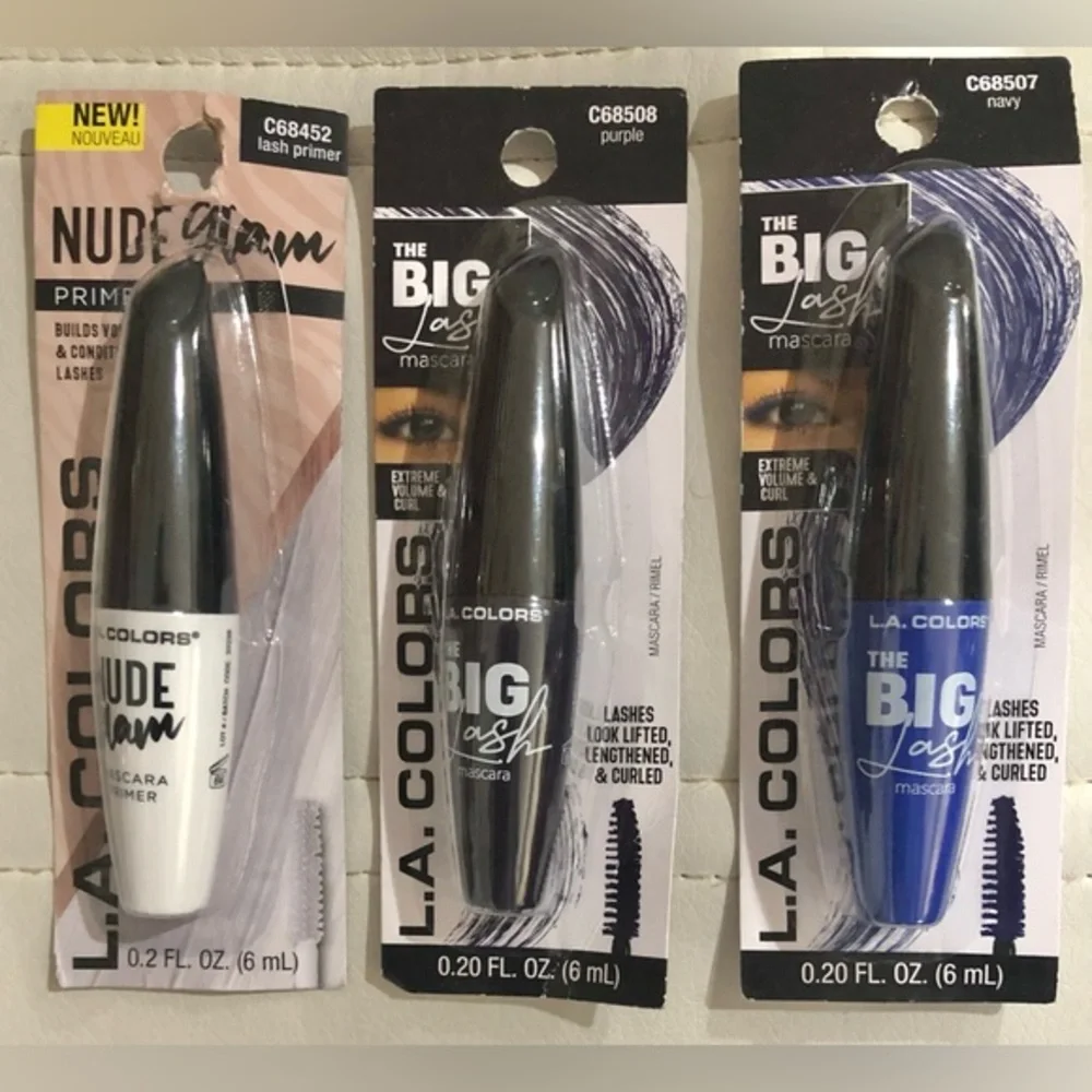 4piece Mascara & lash conditioner bundle in purple, navy, black mascara & primer